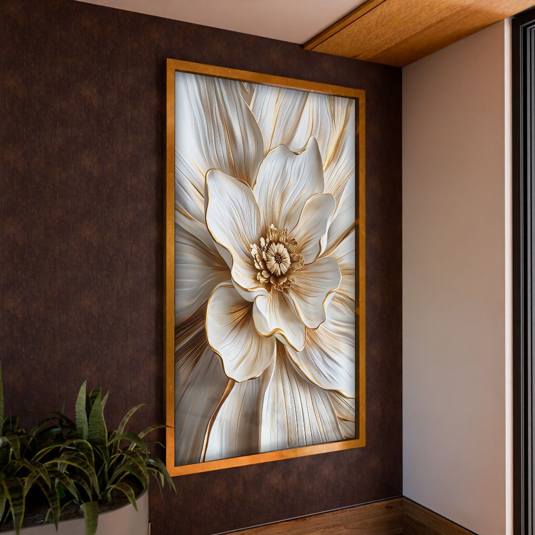 White Floral Painting V2132 Canvas