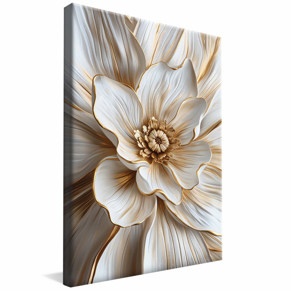 White Floral Painting V2132 Canvas