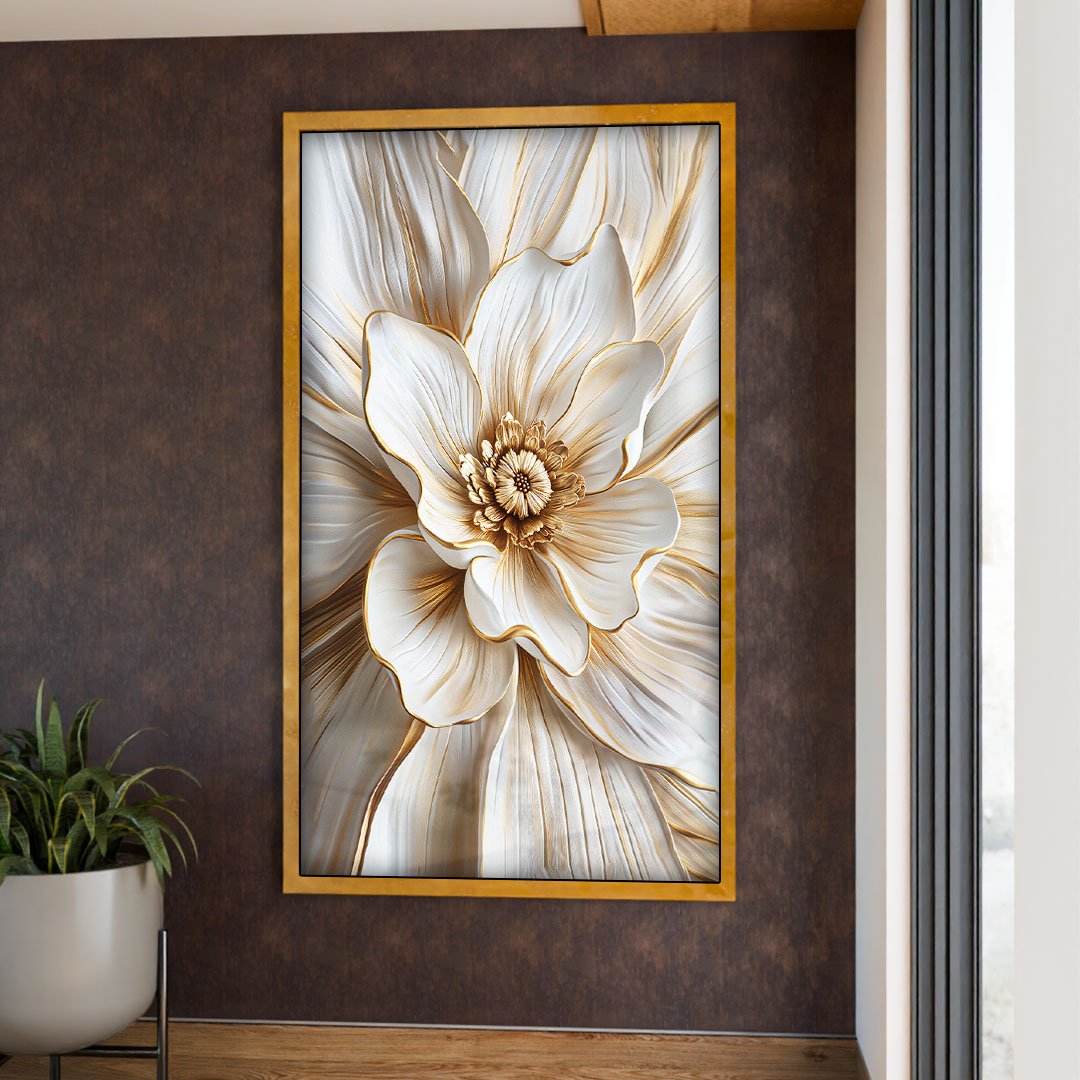 White Floral Painting V2132 Canvas