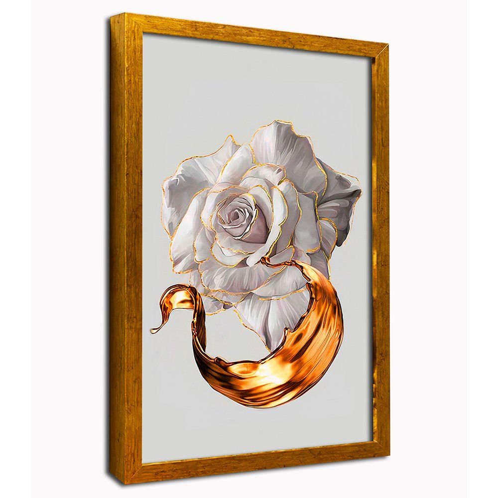 White Flower Gold Canvas