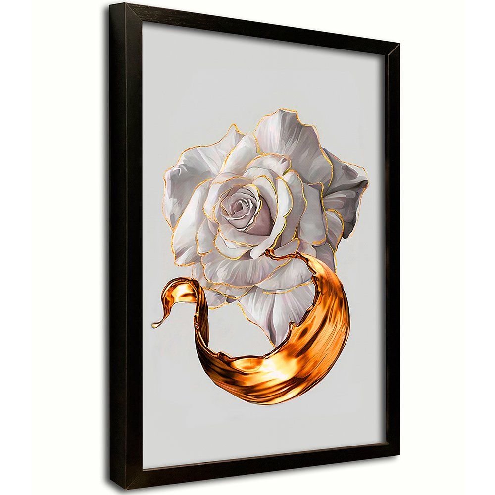 White Flower Gold Canvas