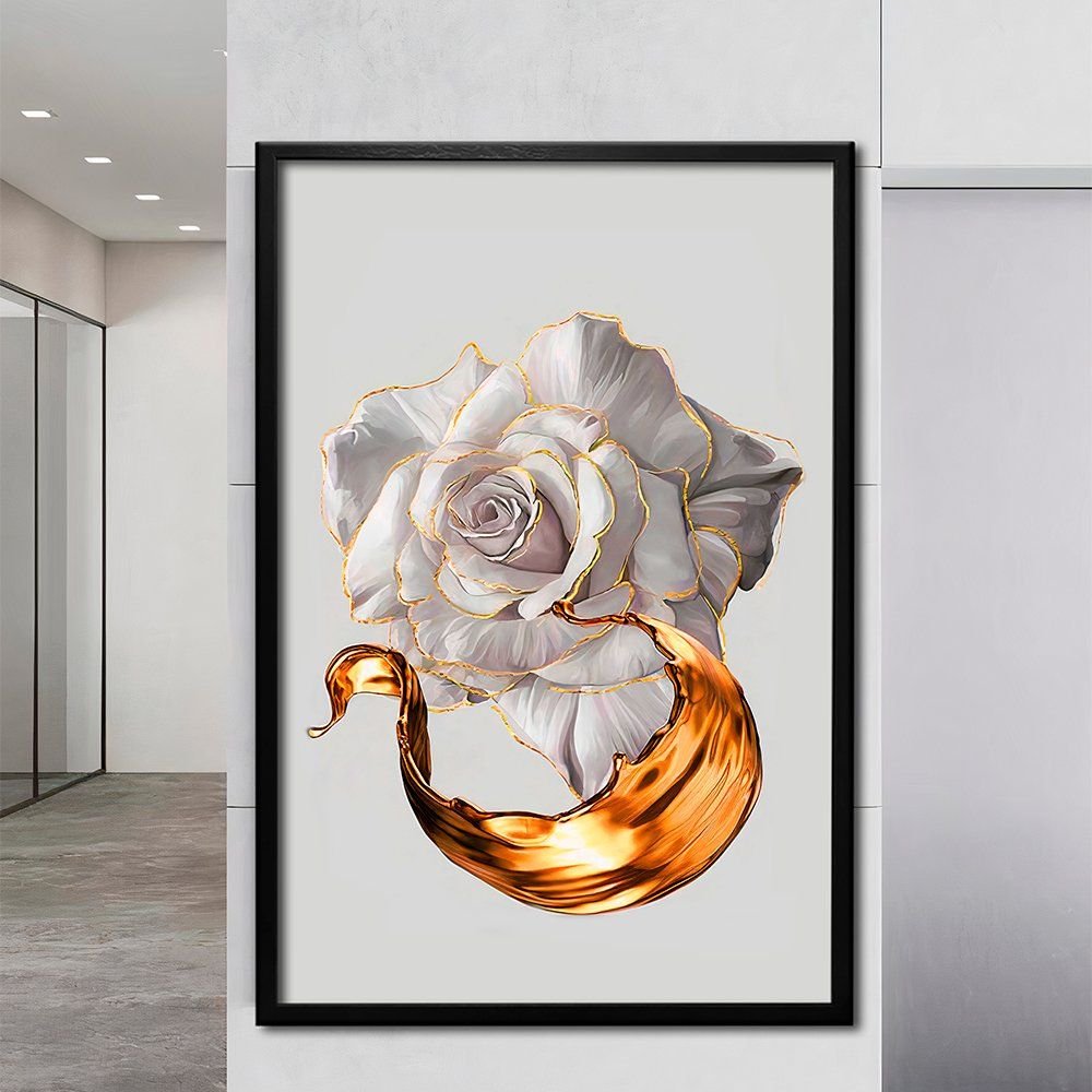 White Flower Gold Canvas