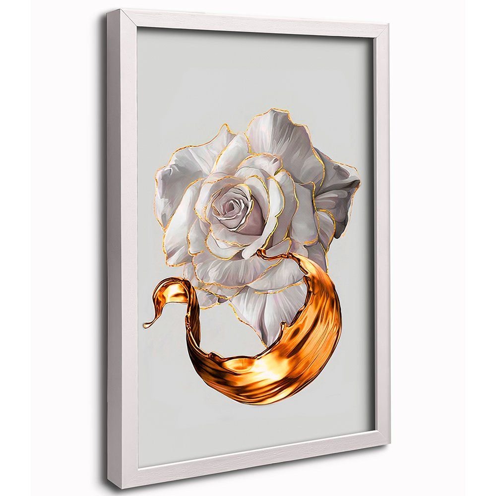 White Flower Gold Canvas