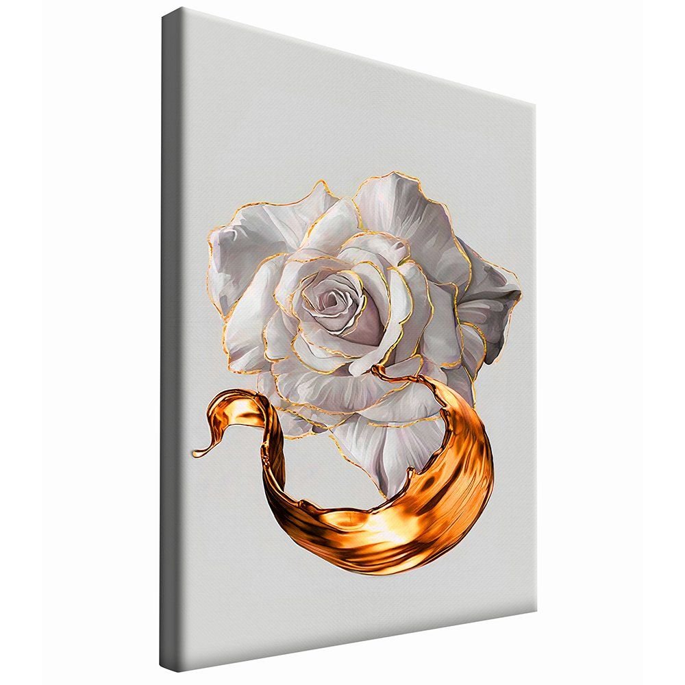 White Flower Gold Canvas