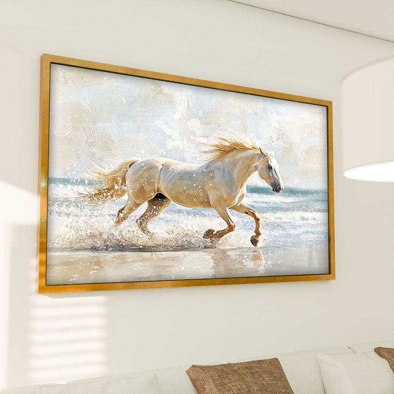 White Horse on the Beach 2018 Canvas