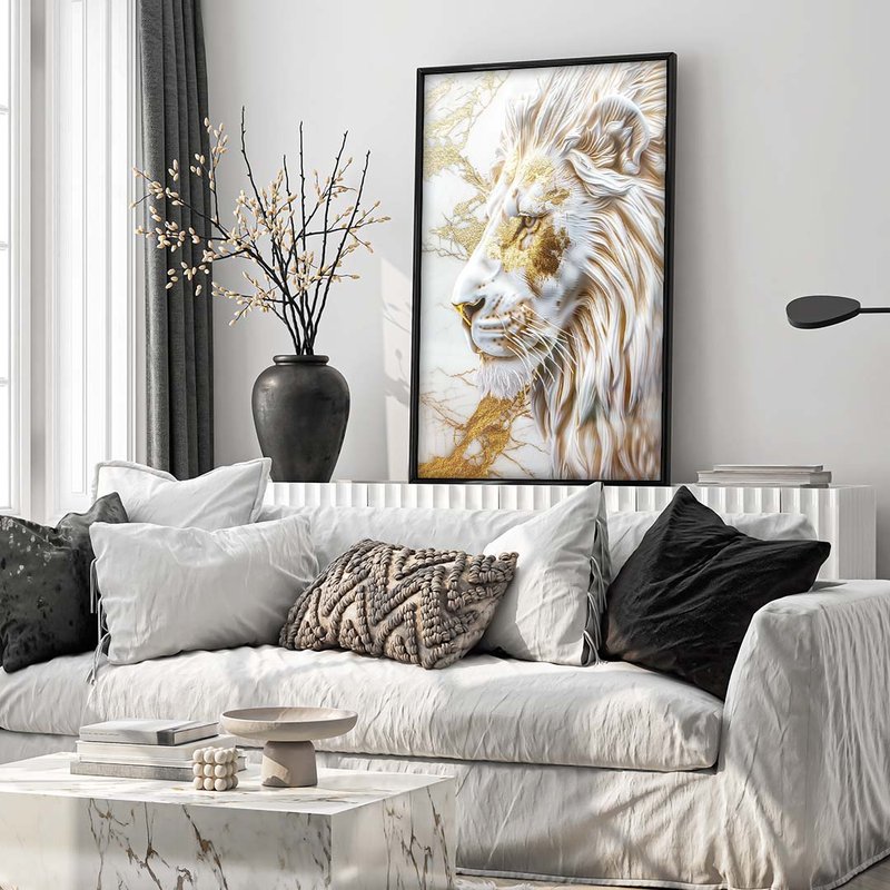 White Marble Lion V1864 Canvas