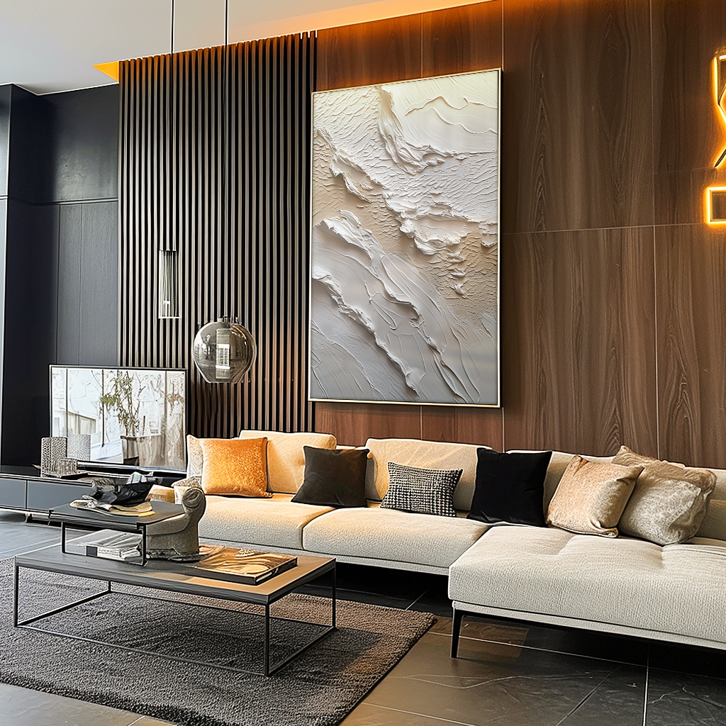 White Texture Painting V1092 Canvas