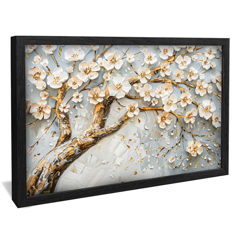 White Tree and Floral V1866 Canvas