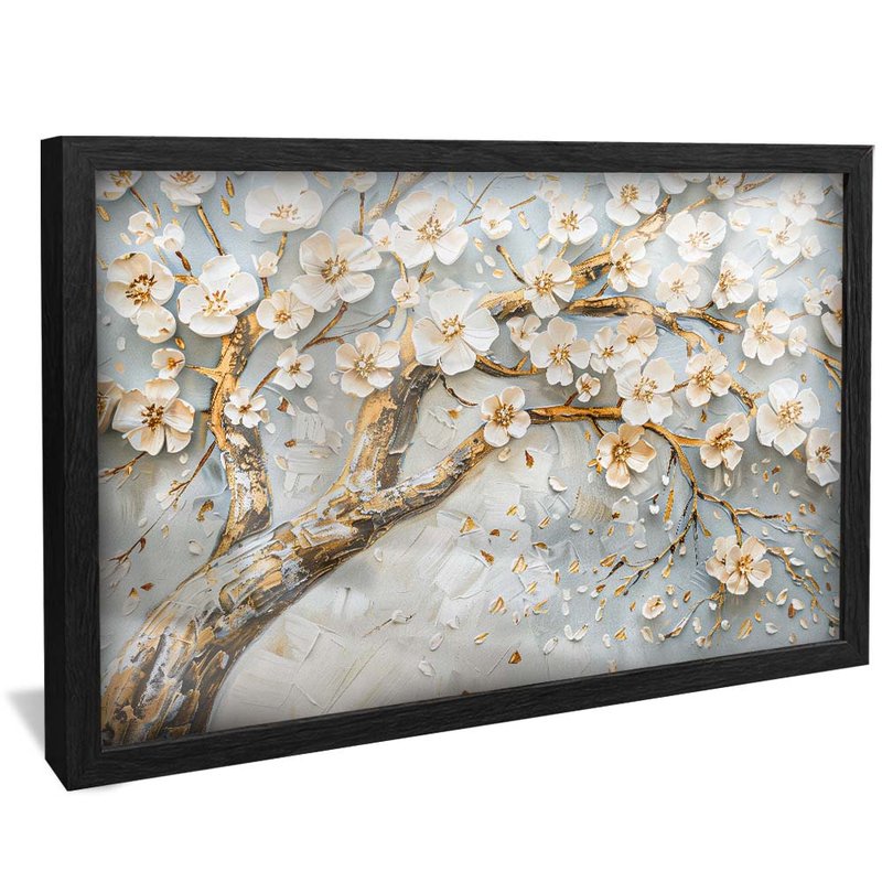 White Tree and Floral V1866 Canvas