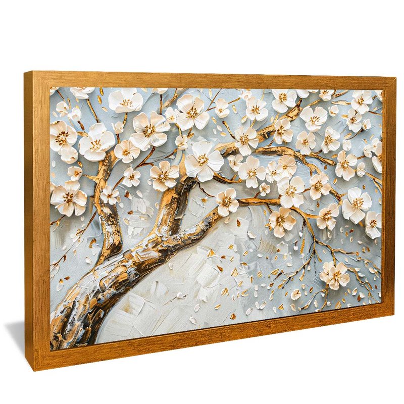 White Tree and Floral V1866 Canvas