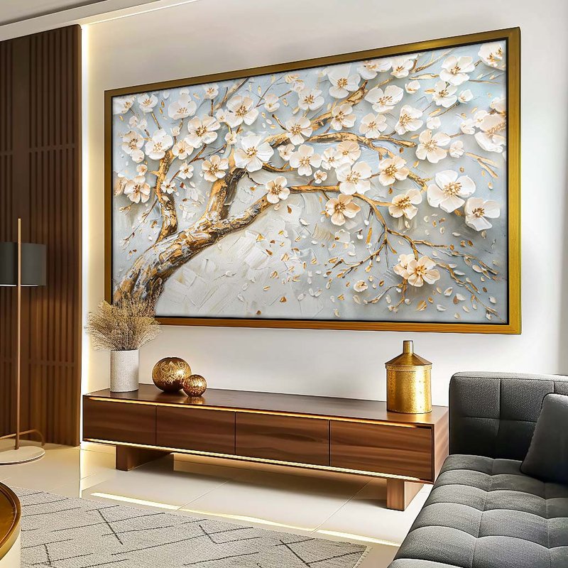 White Tree and Floral V1866 Canvas