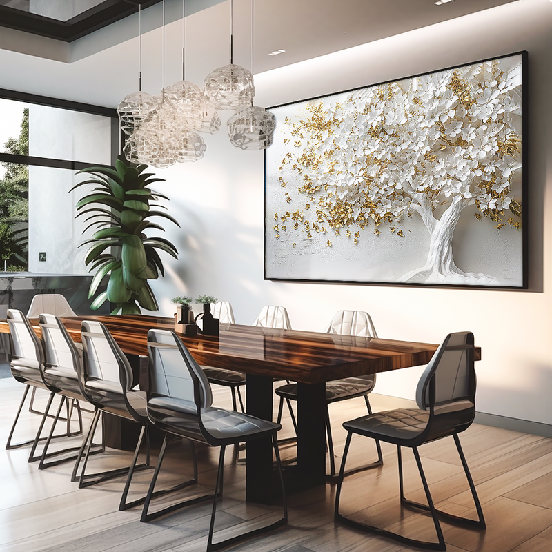 White Tree with Gold Leaves V1060 Canvas
