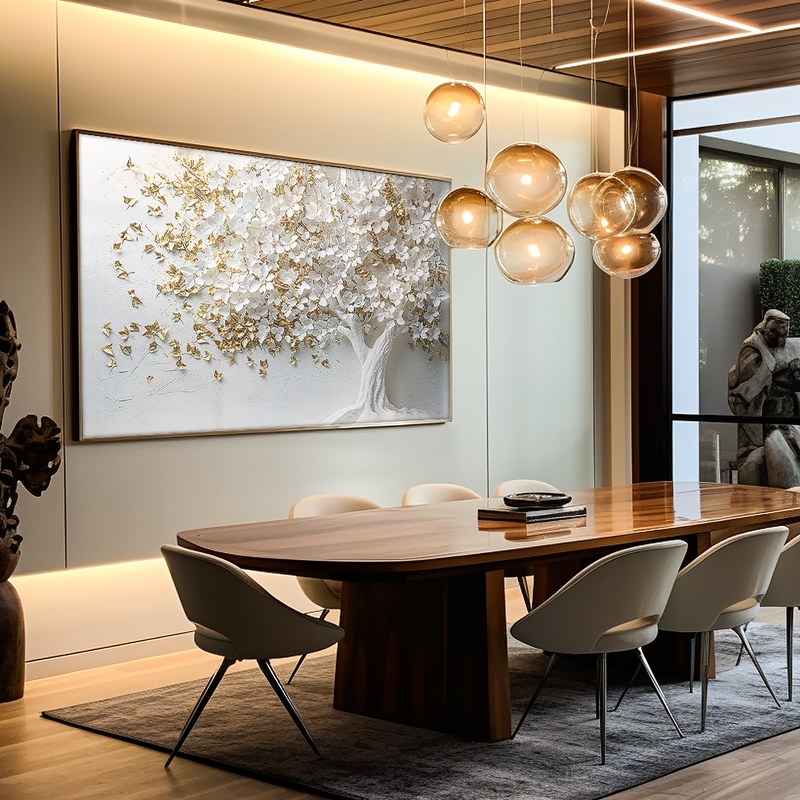 White Tree with Gold Leaves V1060 Canvas