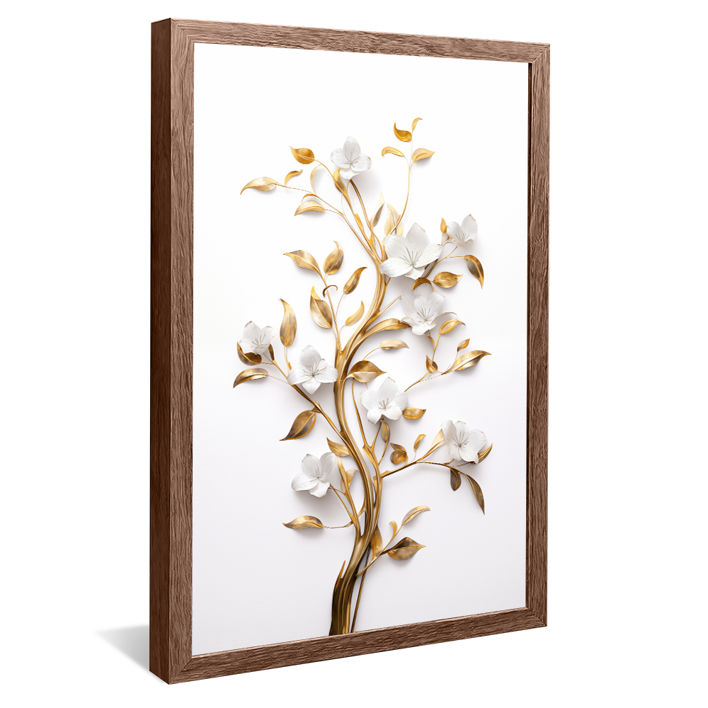 White and Gold Flower V836 Canvas