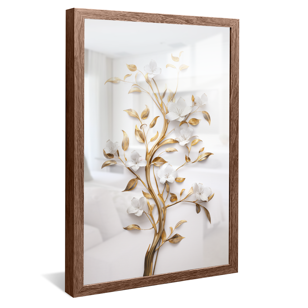 White and Gold Flower V836 Canvas