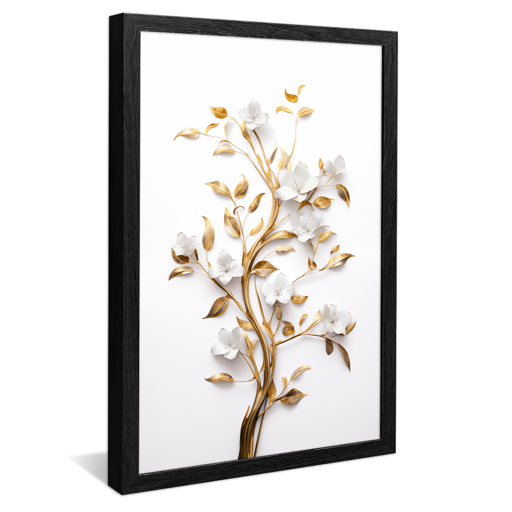 White and Gold Flower V836 Canvas