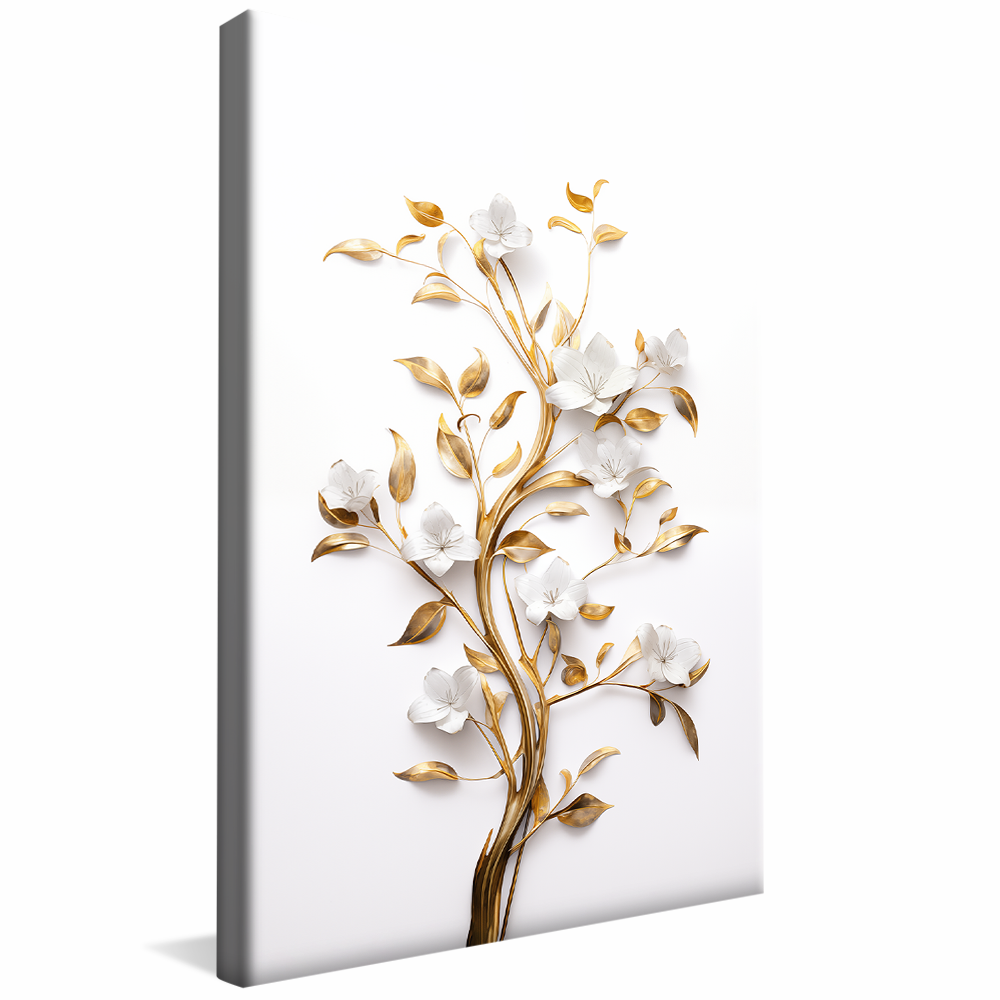 White and Gold Flower V836 Canvas