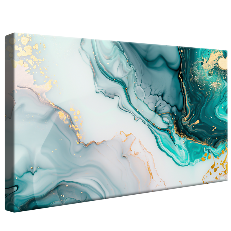 White and Turquoise Marble V1302 Canvas