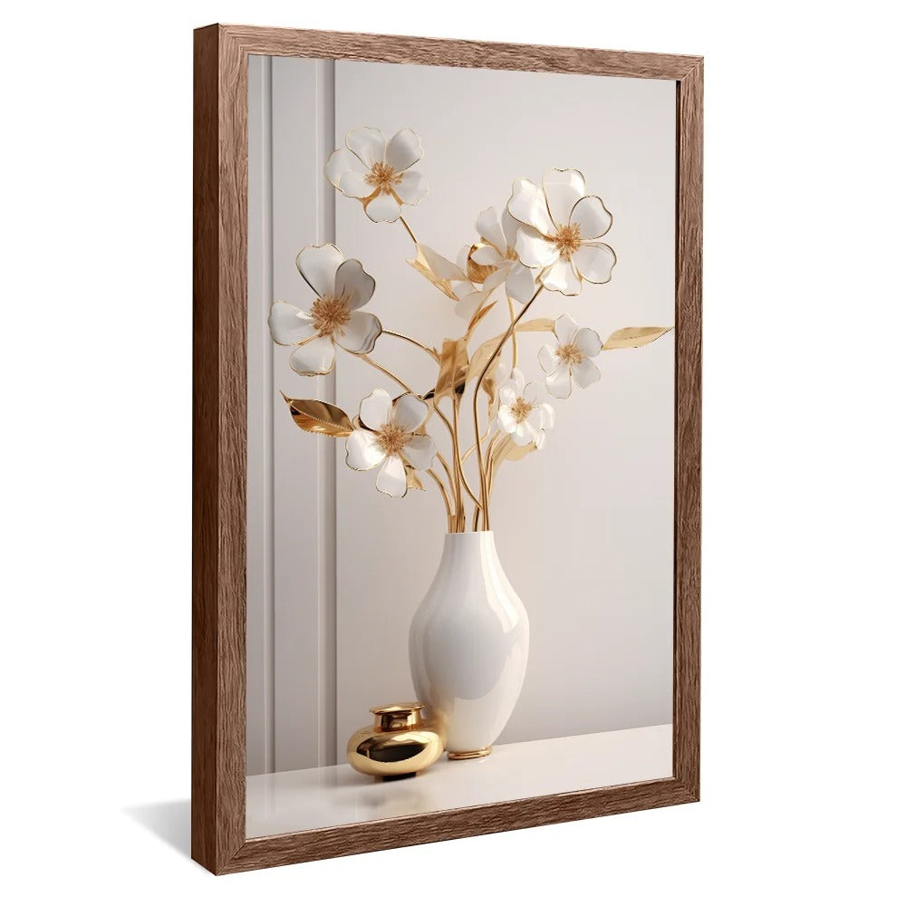 White and gold flower vase Canvas