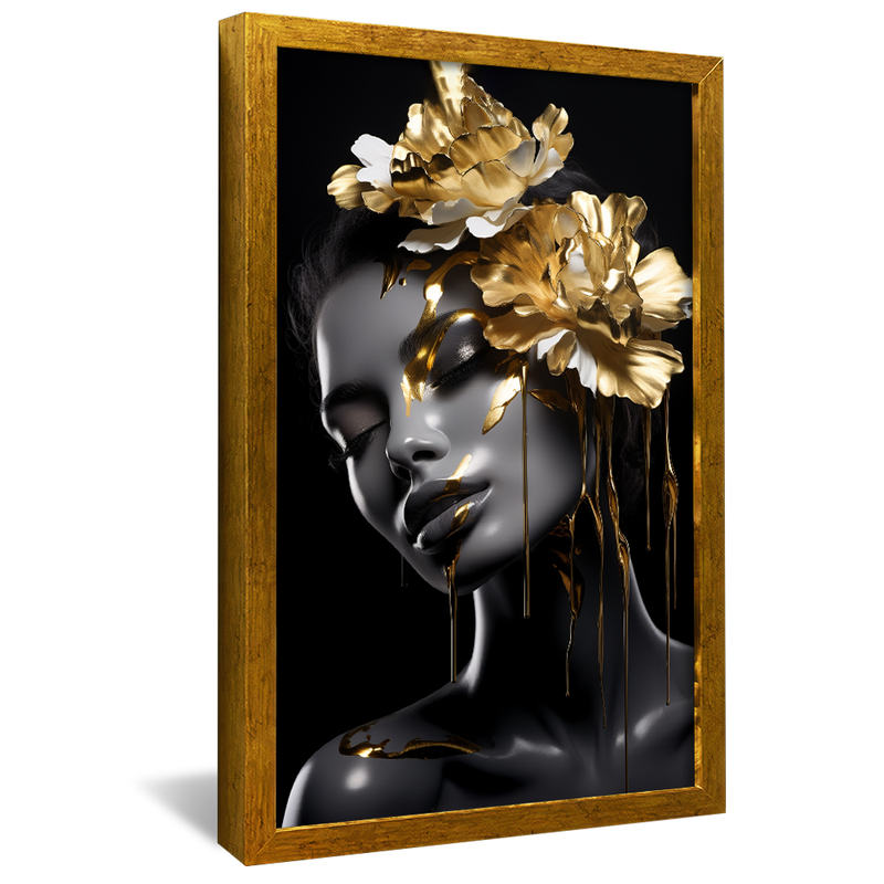 Woman Flowers Gold Head V71 Canvas