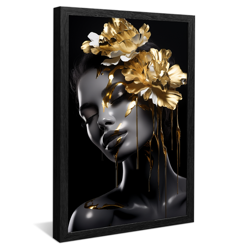 Woman Flowers Gold Head V71 Canvas