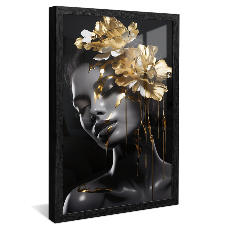 Woman Flowers Gold Head V71 Canvas