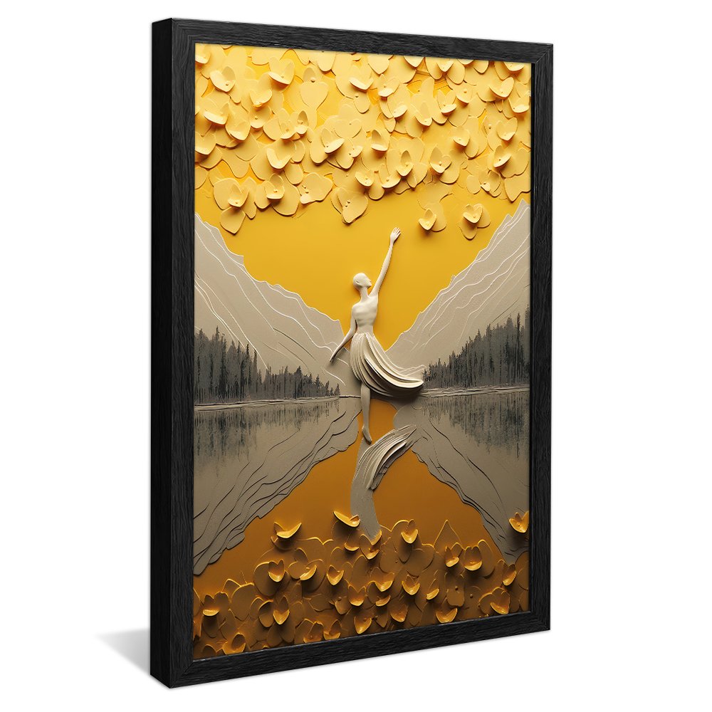 Woman Yellow Abstract Painting Canvas