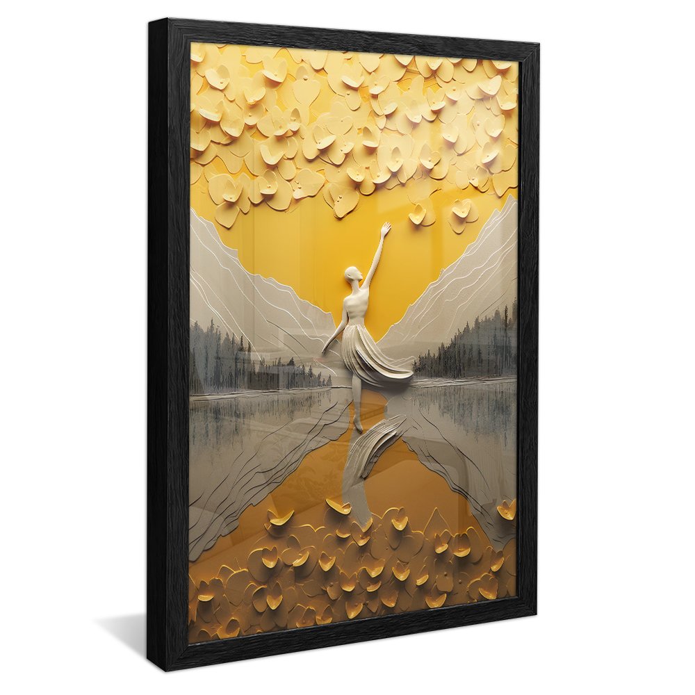 Woman Yellow Abstract Painting Canvas