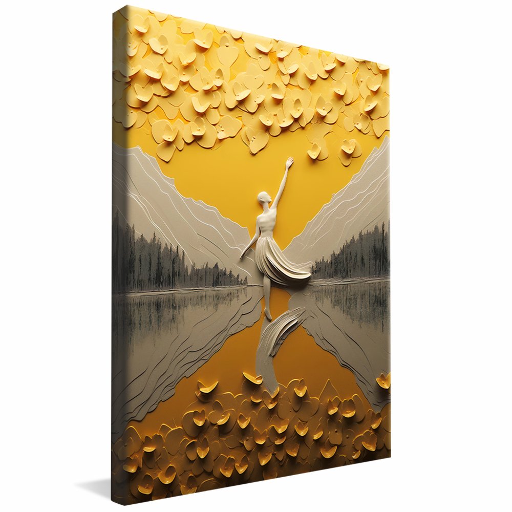 Woman Yellow Abstract Painting Canvas