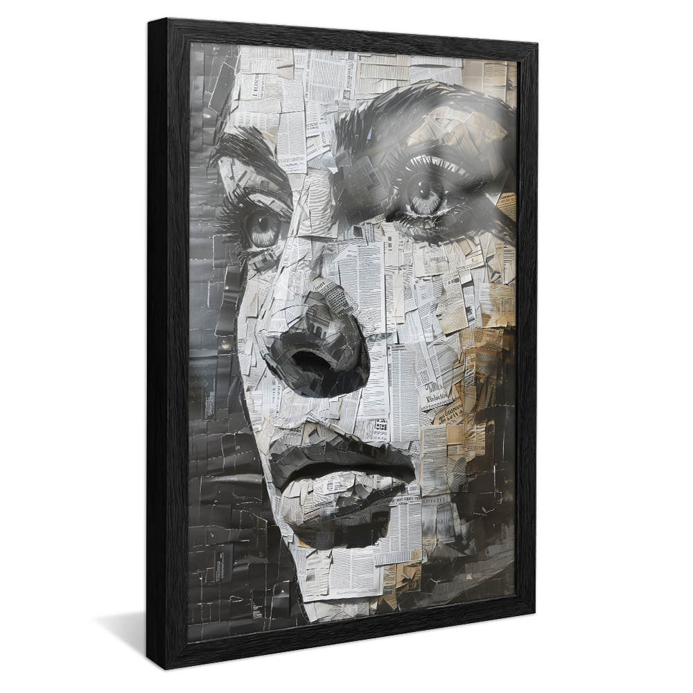 Woman in Newspaper Collage Canvas V1067