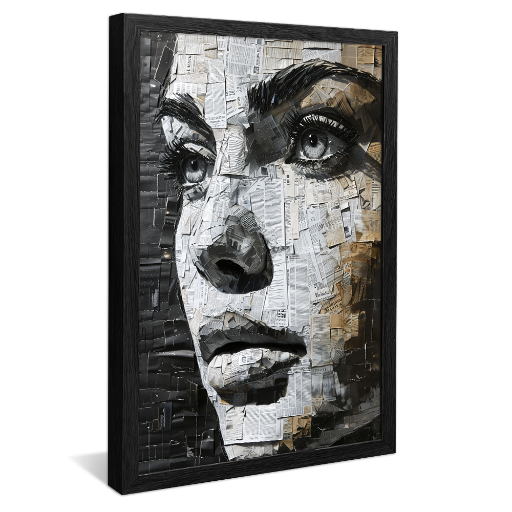 Woman in Newspaper Collage Canvas V1067