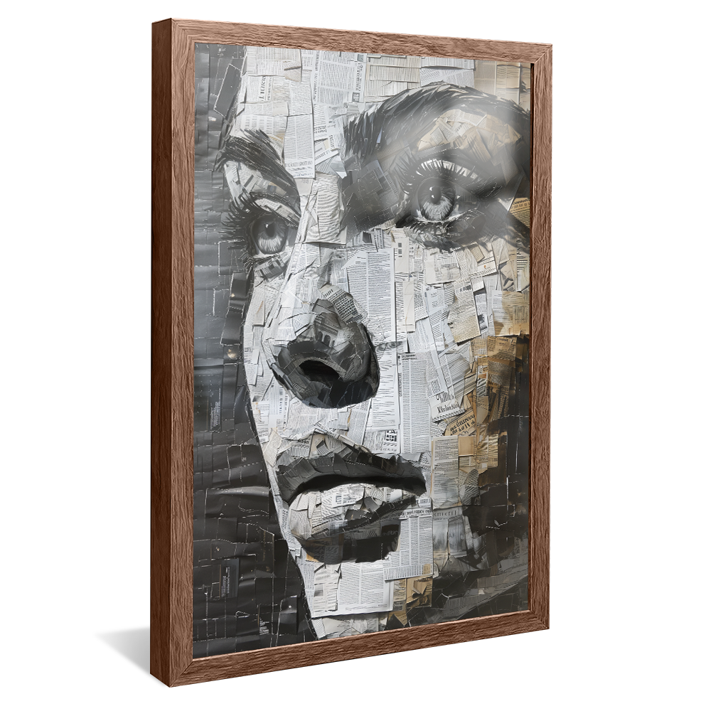 Woman in Newspaper Collage Canvas V1067