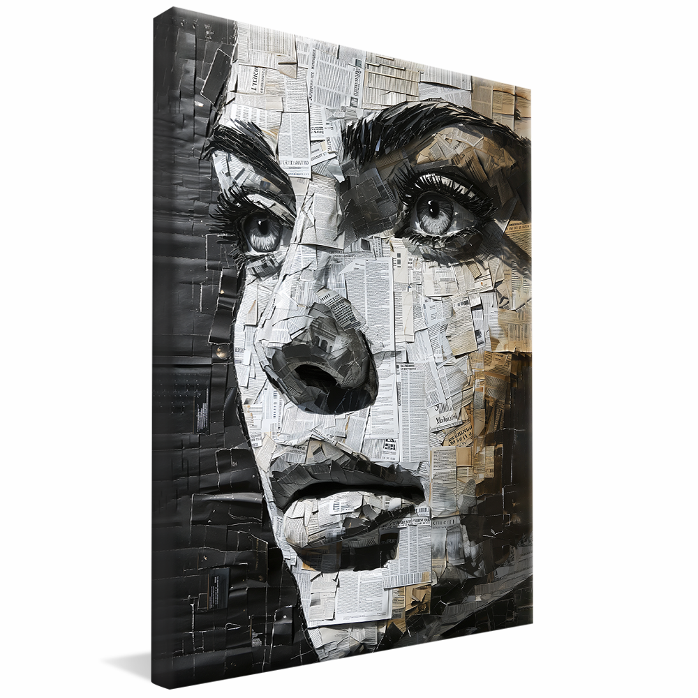 Woman in Newspaper Collage Canvas V1067