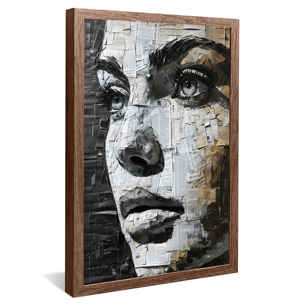 Woman in Newspaper Collage Canvas V1067