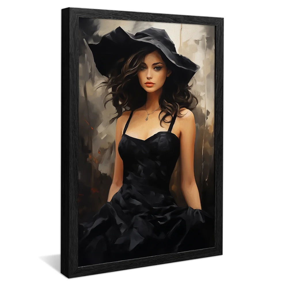 Woman in black dress Canvas