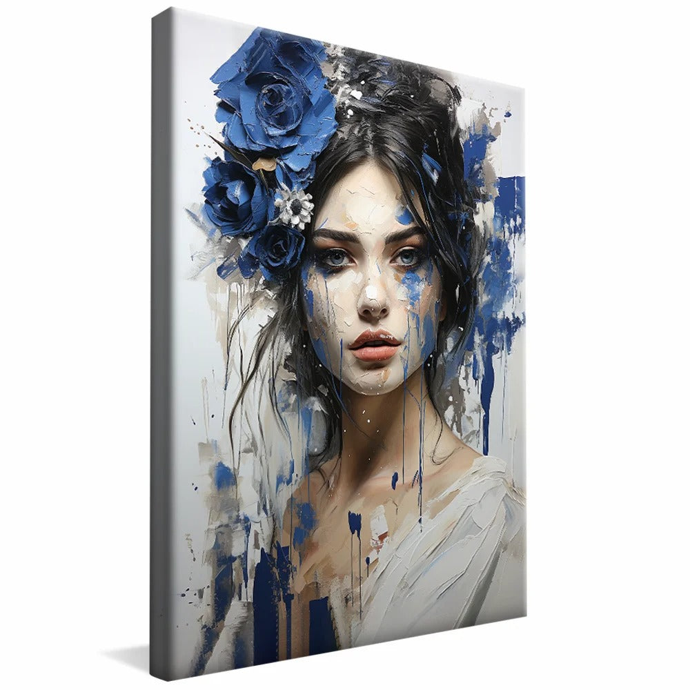 Woman painting blue Canvas V89