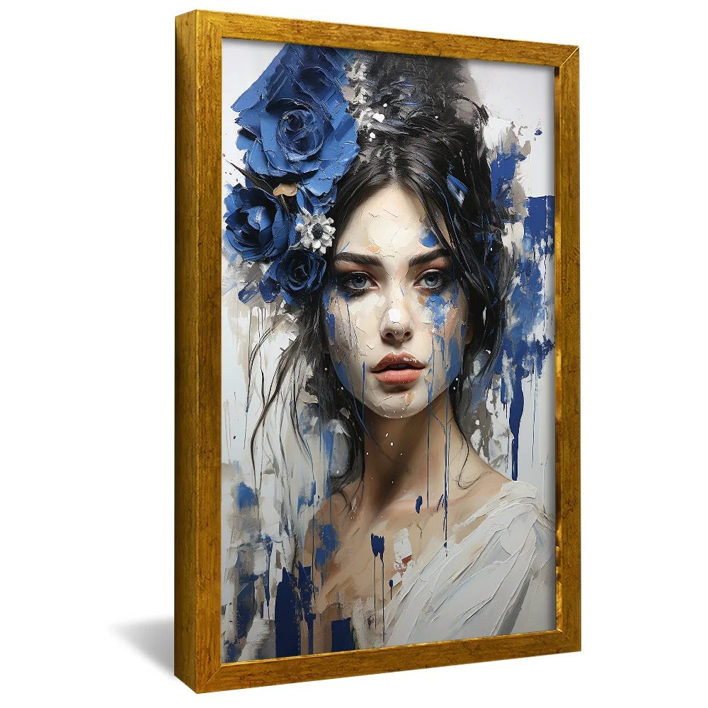 Woman painting blue Canvas V89