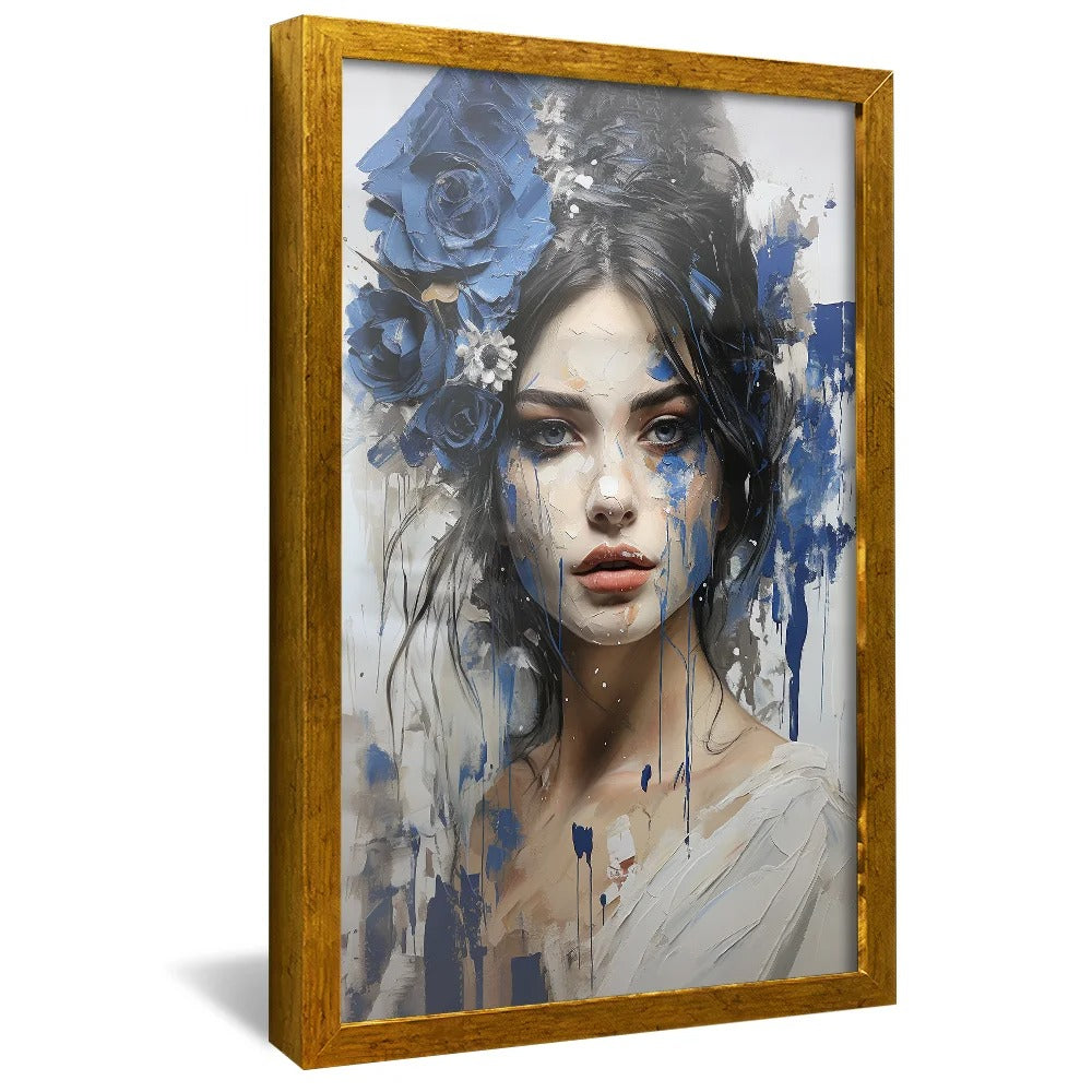 Woman painting blue Canvas V89