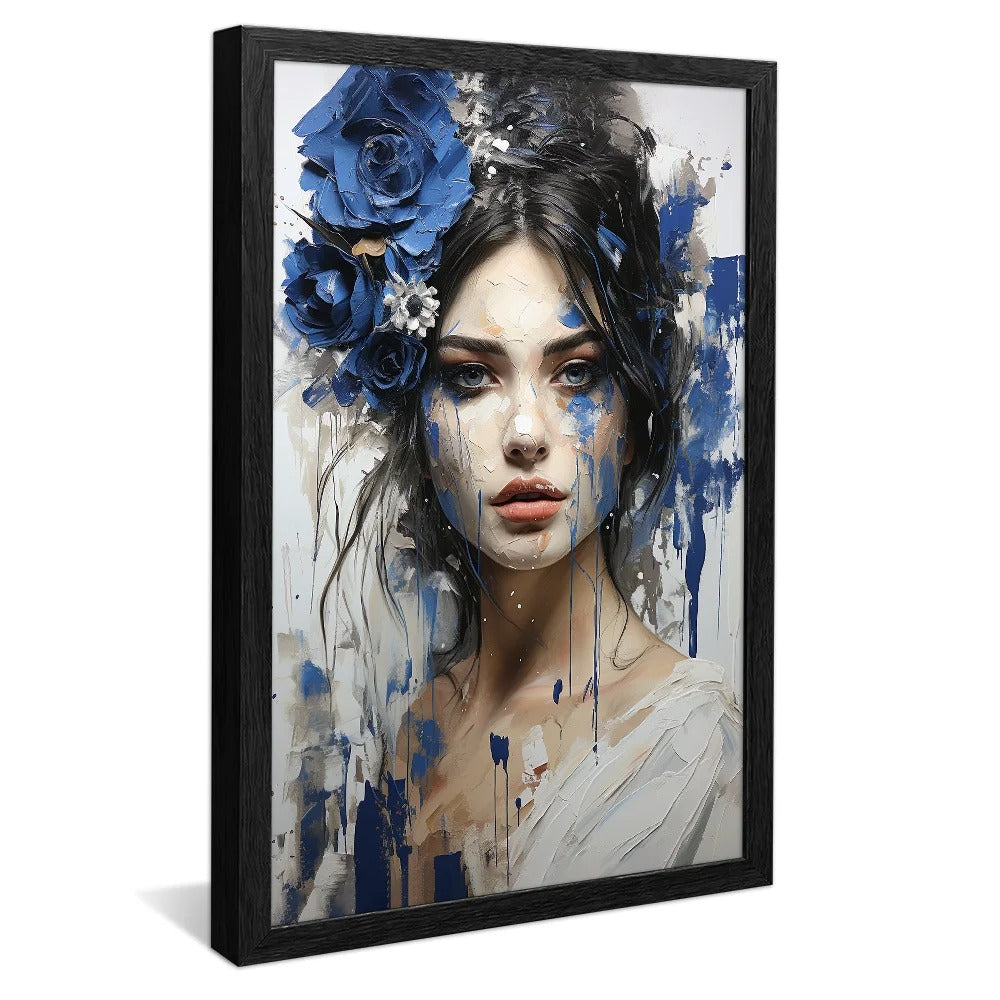 Woman painting blue Canvas V89