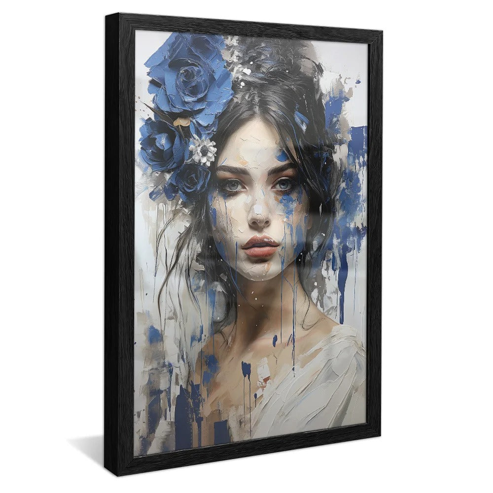 Woman painting blue Canvas V89