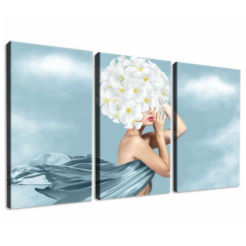 Woman with Blue Silk 3 Screen Kit Canvas