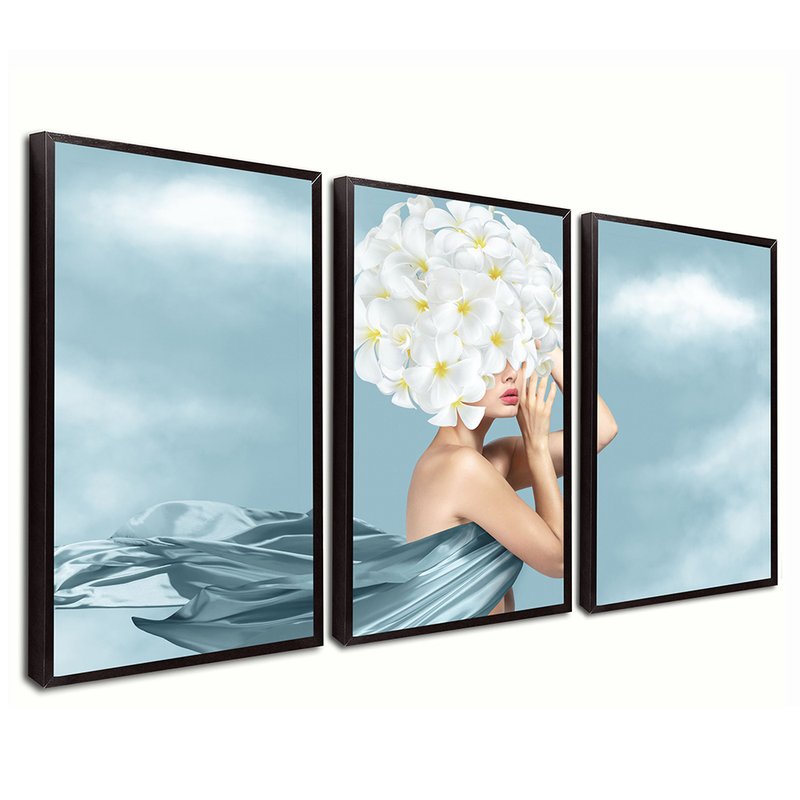 Woman with Blue Silk 3 Screen Kit Canvas