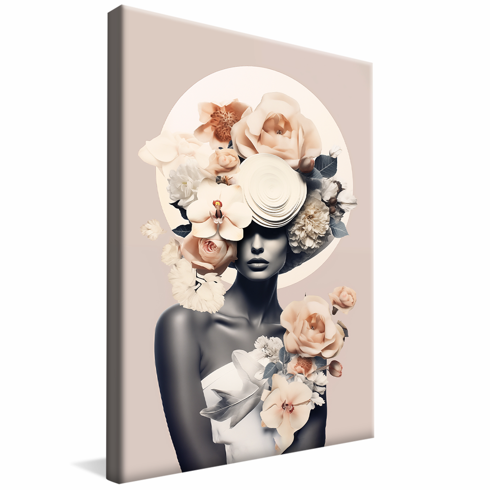 Woman with Flower Hat V958 Canvas