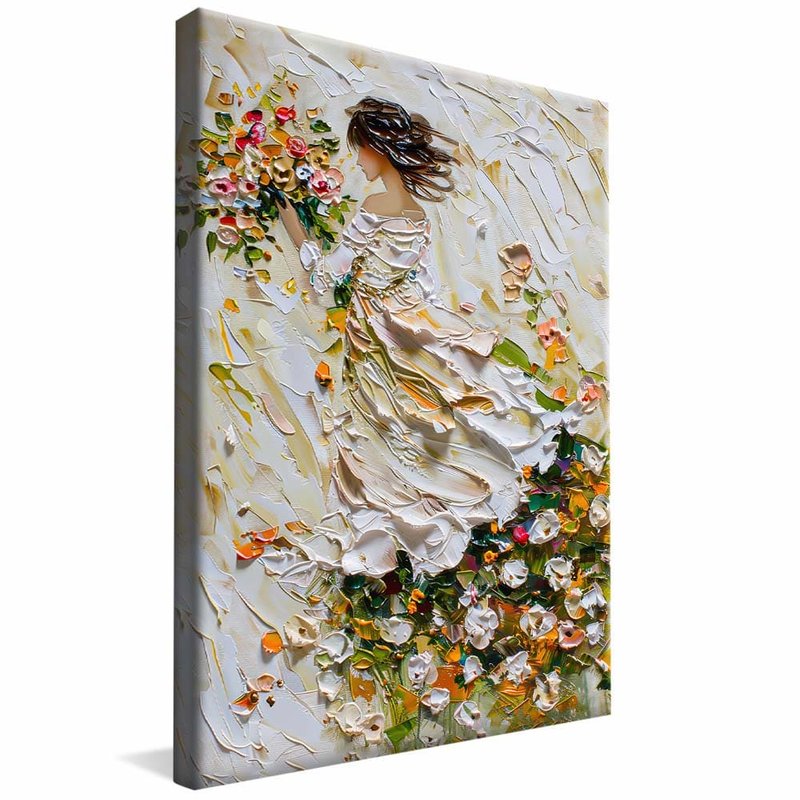 Woman with Oil Flowers V1779 Canvas