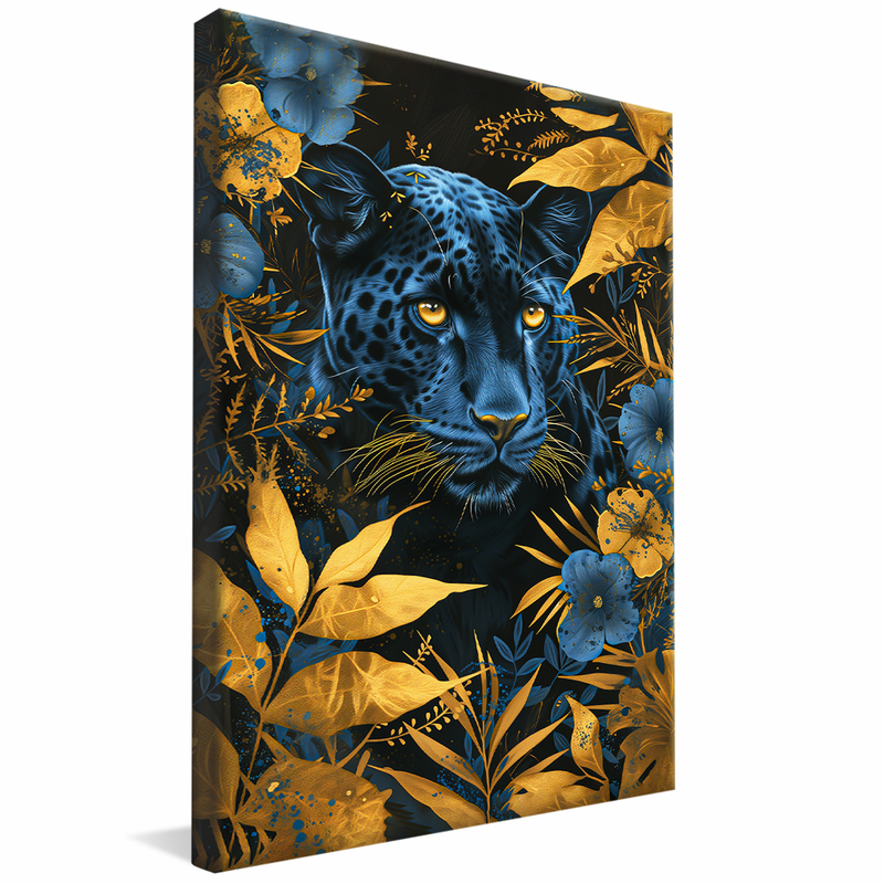 1 Piece Yellow Panther and Flowers V1250 Canvas