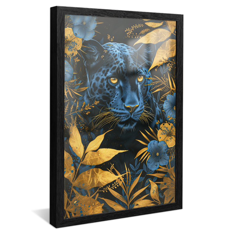 1 Piece Yellow Panther and Flowers V1250 Canvas