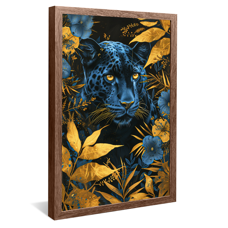 1 Piece Yellow Panther and Flowers V1250 Canvas