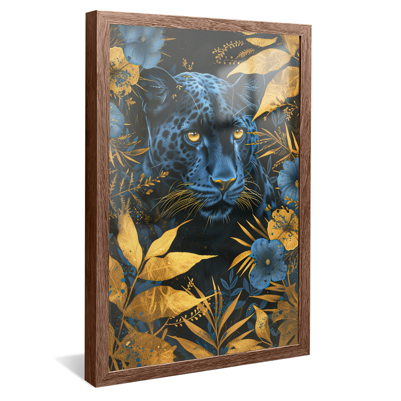 1 Piece Yellow Panther and Flowers V1250 Canvas