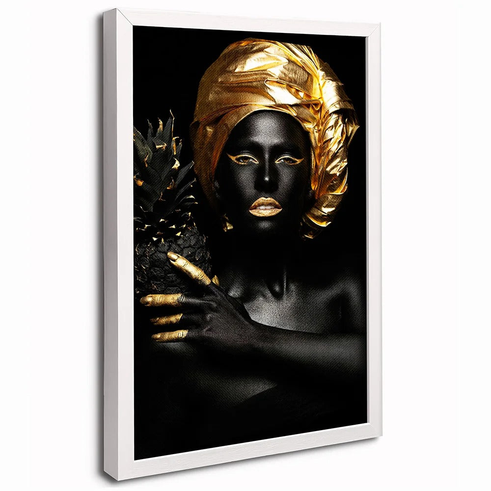 Black Woman Gold Canvas