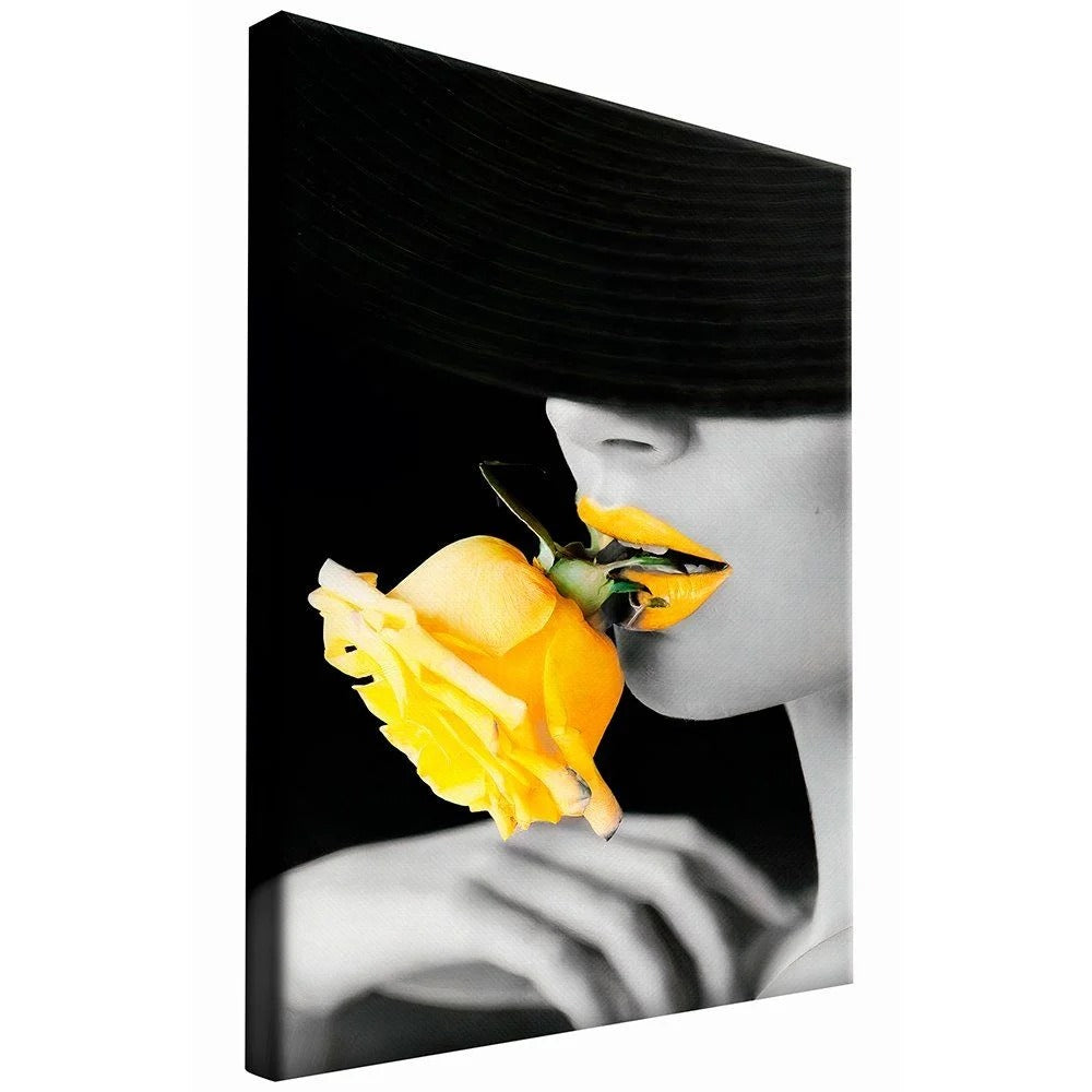 Yellow Rose Woman Canvas